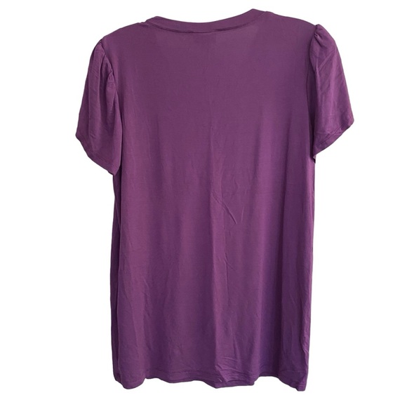 LulaRoe Purple V-Neck Flutter Top Short Sleeved  Size XXS - Picture 6 of 7